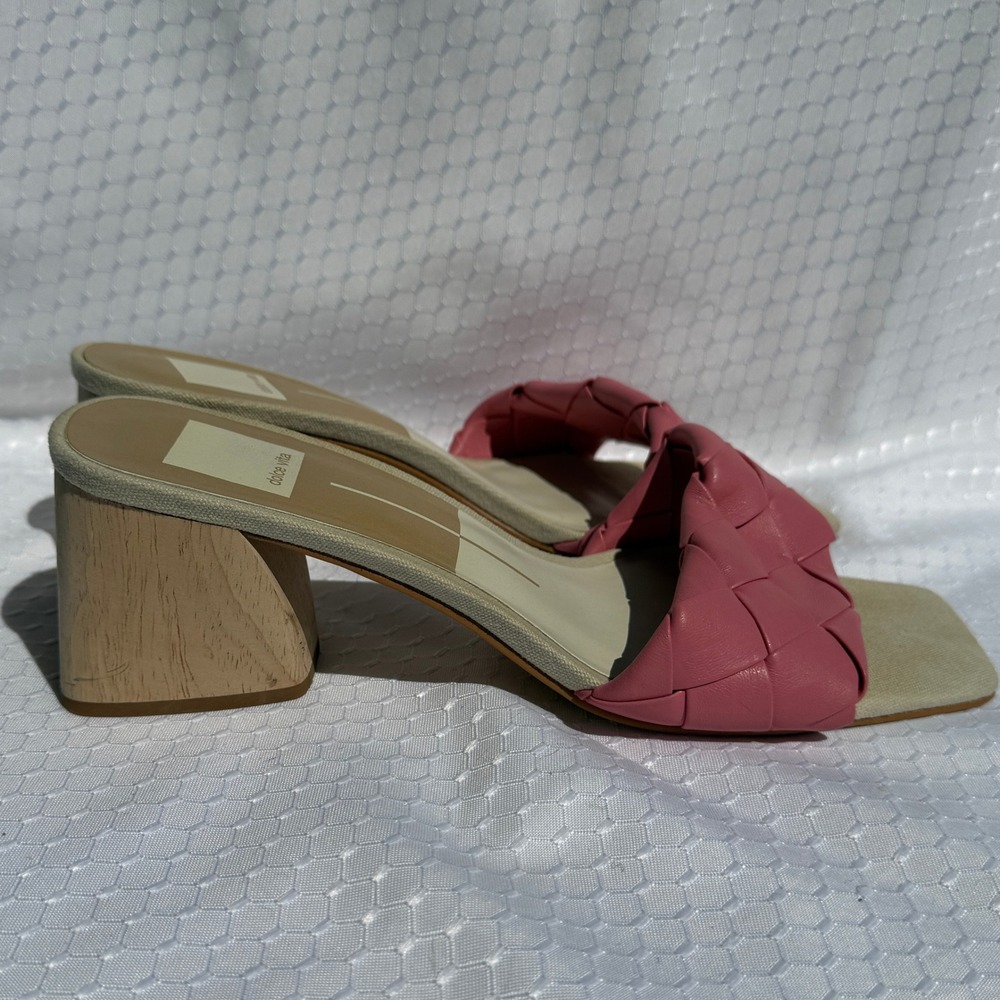 Dolce Vita 8.5 Paily Pink Braided Square Toe Block Heel Sandals Mules Women - Picture 5 of 10